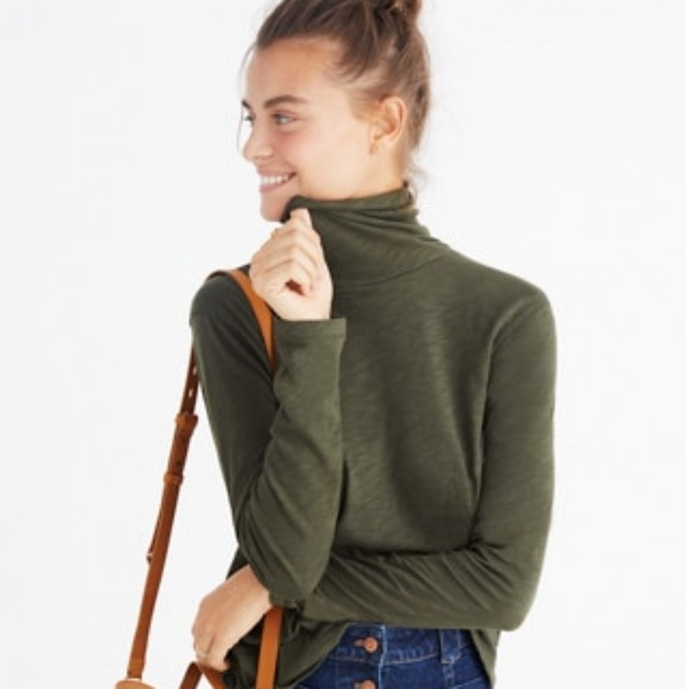 Madewell Whisper Cotton Turtleneck in Teal